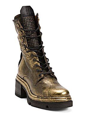 A.S.98 EMPER ARGENTO METALLIC LACE UP ITALIAN LEATHER BOOTS New in Box With Tags